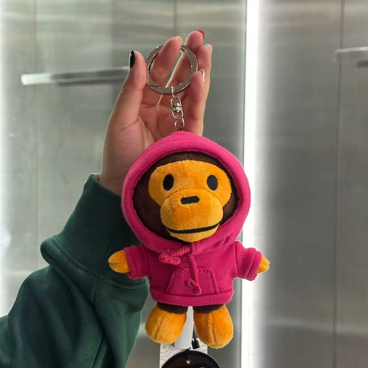 BABY MILO STORE 衛衣可脫帽卡通小猴公仔鑰匙扣掛飾
