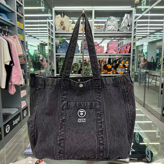 香港直郵 Aape AAPENOW 水洗做舊牛仔托特包 5396