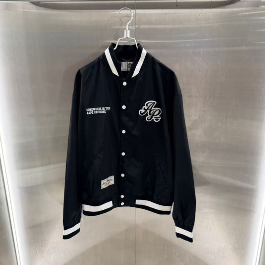 香港直郵 Aape 26春夏 男 字母刺繡美式復古摁扣棒球服外套7781