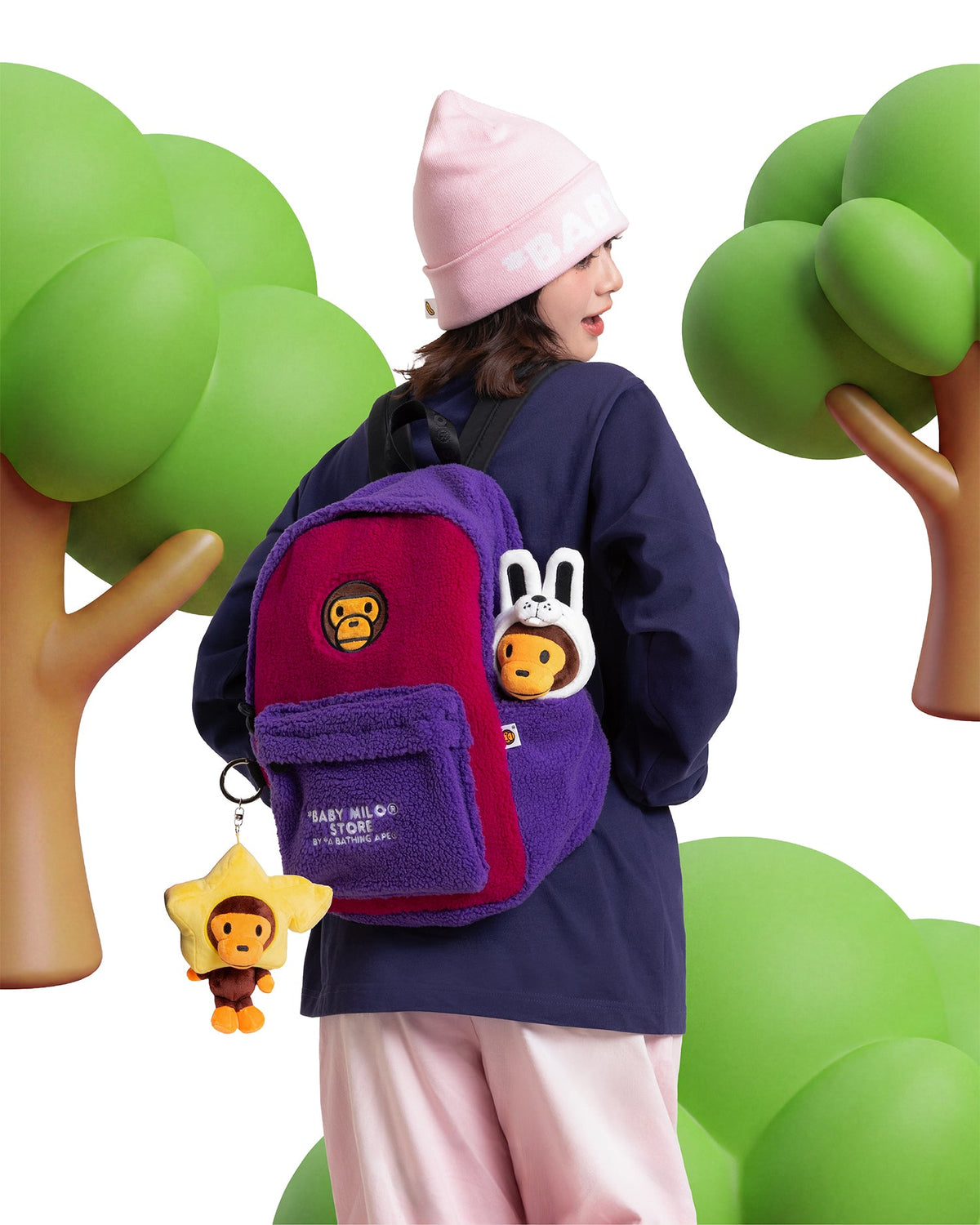 BABY MILO STORE配飾兔子頭套小猴掛件鑰匙扣4592 0MXACW4592XXR