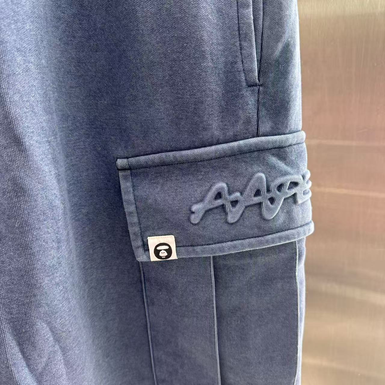香港代購 專櫃正品 26春夏 Aape 男  AAPEUNVS 猿人刺繡復古水洗做舊潮流工裝短褲C605