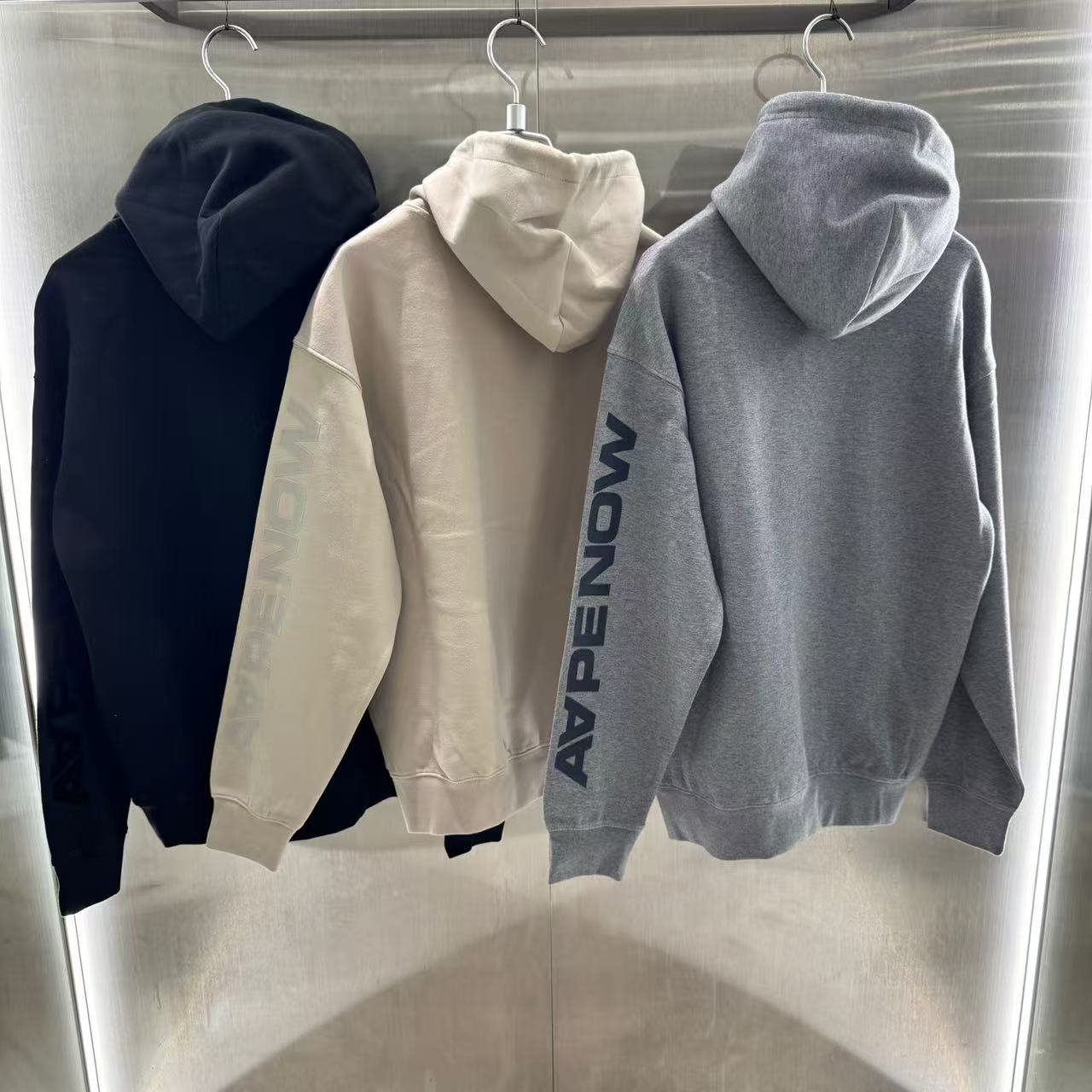 香港直郵 Aape 男裝 25秋冬 撲克徽章字母印花休閑連帽衛衣C351