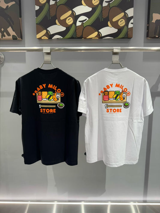 香港直郵 BABY MILO STORE 女裝卡通小猴壽司圖案印花短袖T恤0458