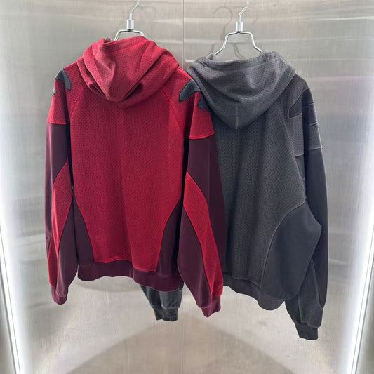 香港代購 專櫃正品 26春夏 Aape 男 猿人刺繡徽章水洗做舊網孔連帽衛衣外套 D351