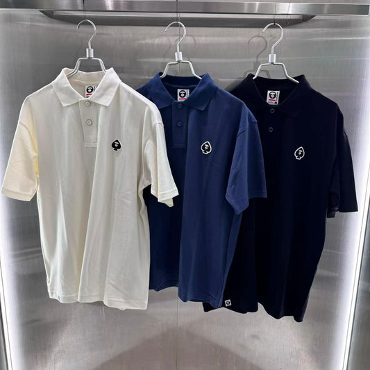 香港代購 專櫃正品 26春夏 Aape 男 猿人撲克黑桃徽章純色簡約舒適POLO衫1806