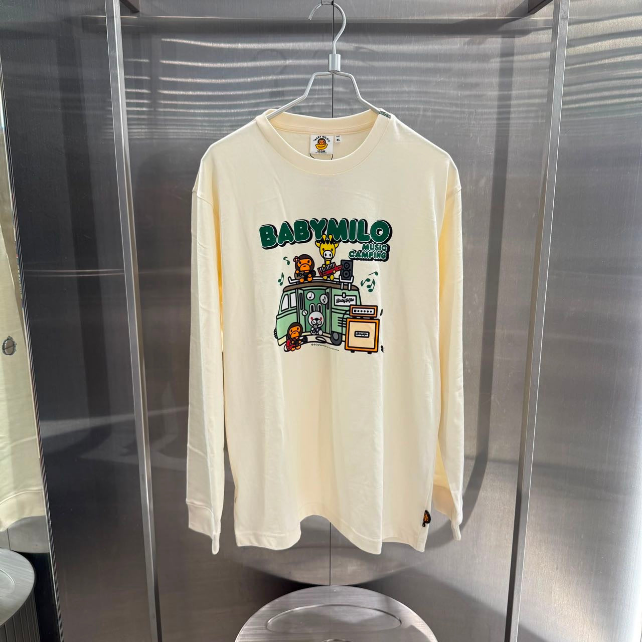 BABY MILO STORE 2026 秋冬milo 卡通小猴動物巴士音樂露營長袖T恤 0468