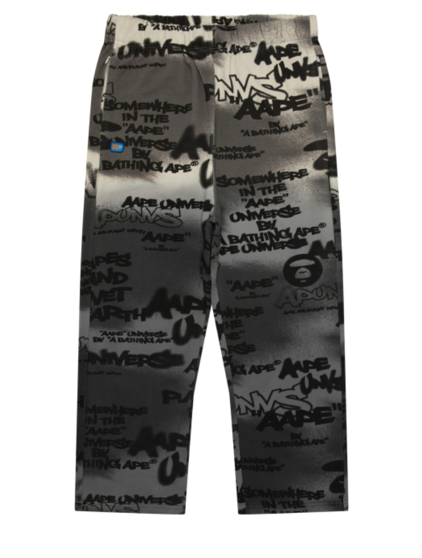 香港代購 專櫃正品 Aape 男裝 26春夏 AAPEUNVS 猿人字母塗鴉印花拼色休閒長褲D615