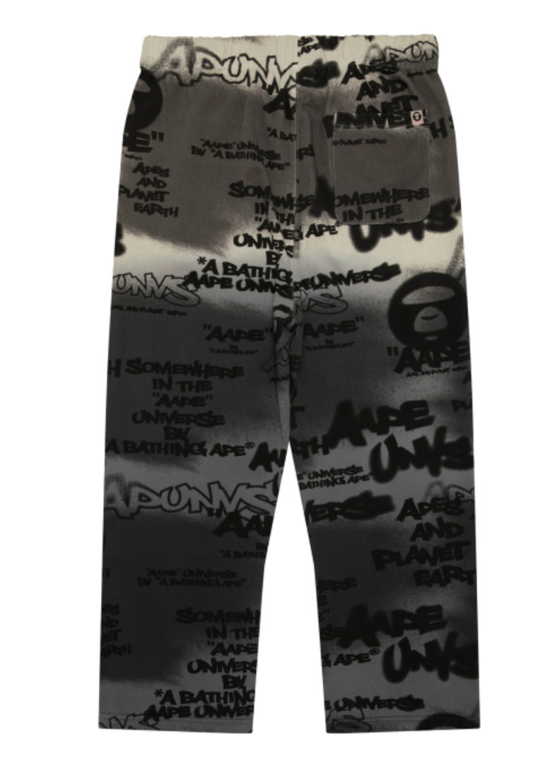 香港代購 專櫃正品 Aape 男裝 26春夏 AAPEUNVS 猿人字母塗鴉印花拼色休閒長褲D615