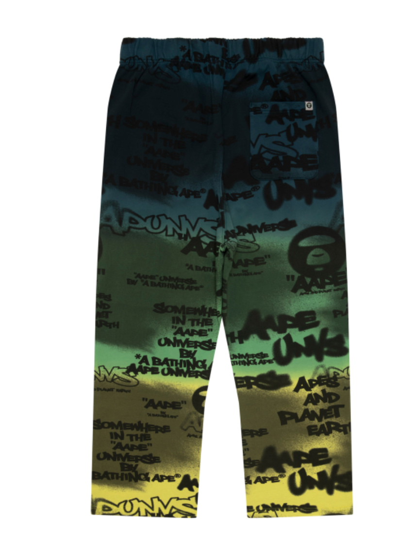 香港代購 專櫃正品 Aape 男裝 26春夏 AAPEUNVS 猿人字母塗鴉印花拼色休閒長褲D615