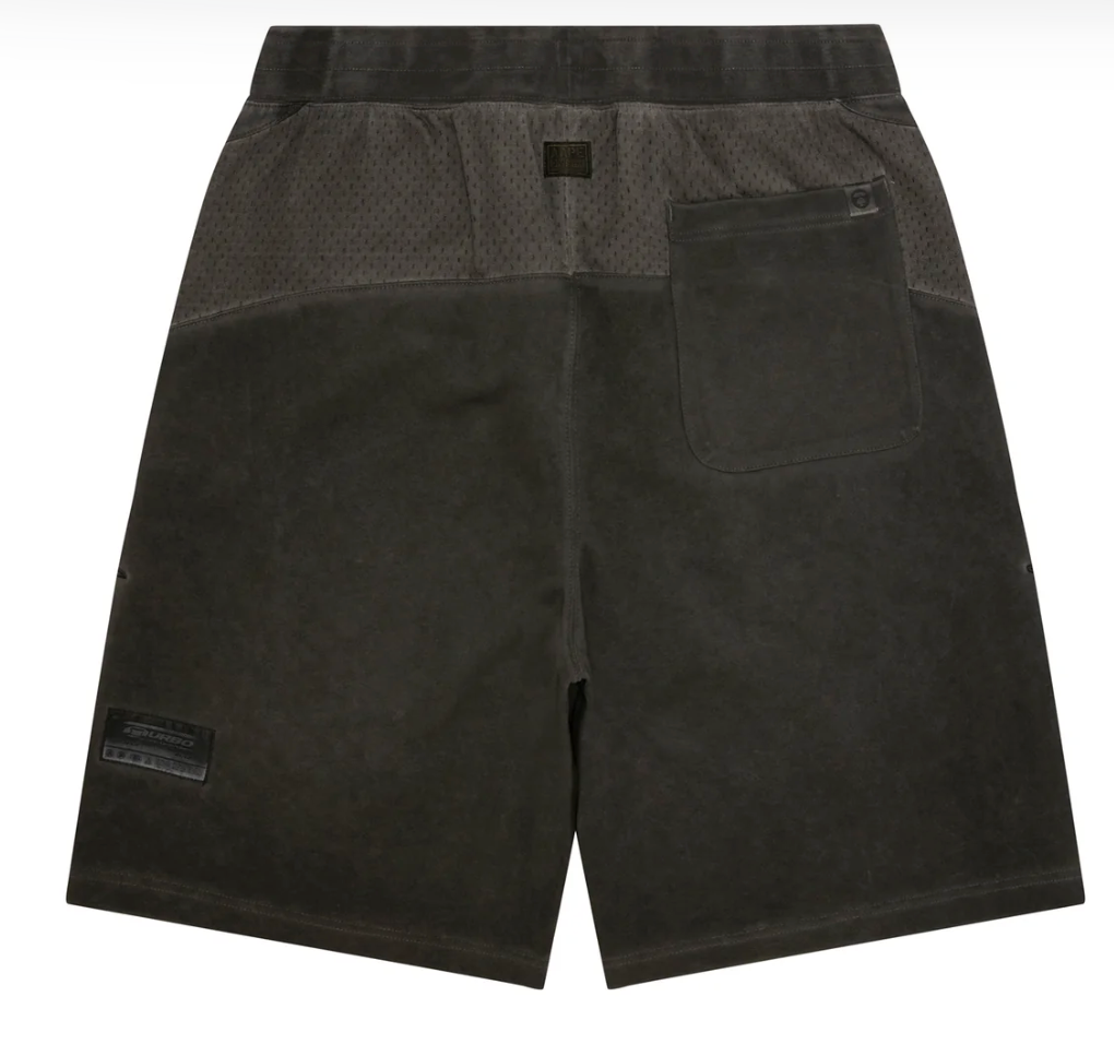 香港代購 專櫃正品 26春夏 Aape 男 猿人徽章復古水洗做舊潮流網孔短褲  D609