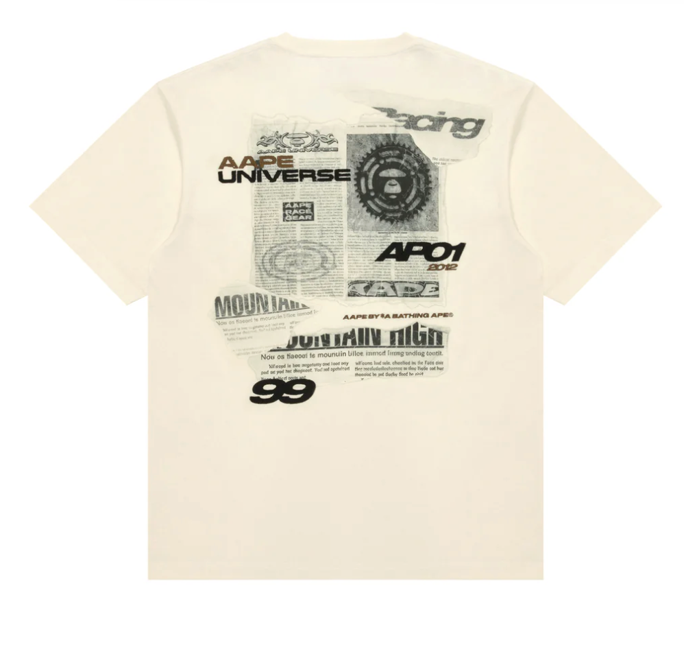 香港代購 專櫃正品 26春夏 Aape 男 復古做舊報紙拼貼風猿人印花短袖T恤1872