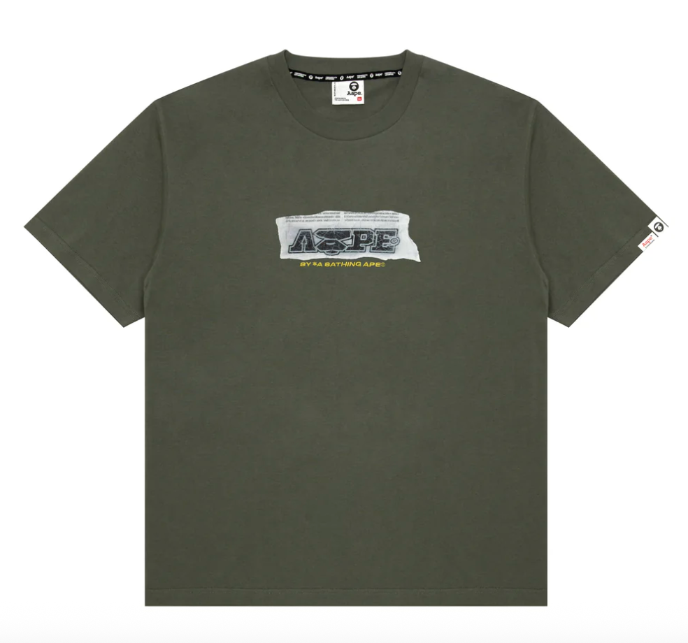 香港代購 專櫃正品 26春夏 Aape 男 復古做舊報紙拼貼風猿人印花短袖T恤1872