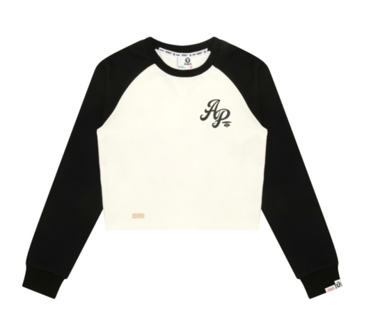 香港直郵 專櫃正品 Aape 26春夏 女 字母刺繡鉤針編織小花短款長袖T恤1908