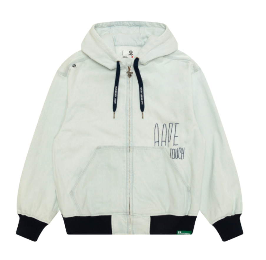 香港代購 專櫃正品 Aape 男 字母刺繡水洗做舊復古連帽夾克外套7646