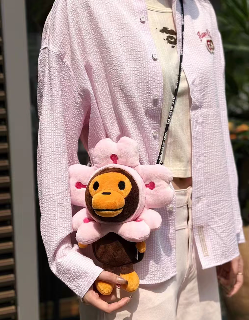 香港代購 專櫃正品 26春夏 Aape 女 AAPEUNVS 心型猿人刺繡徽章條紋長袖襯衫8576
