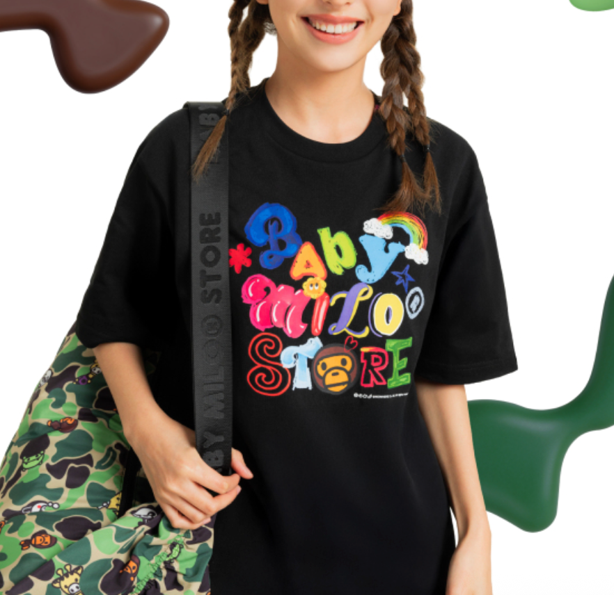 香港直郵 BABY MILO STORE 女裝 卡通小猴塗鴉字母圖案印花短袖T 0455