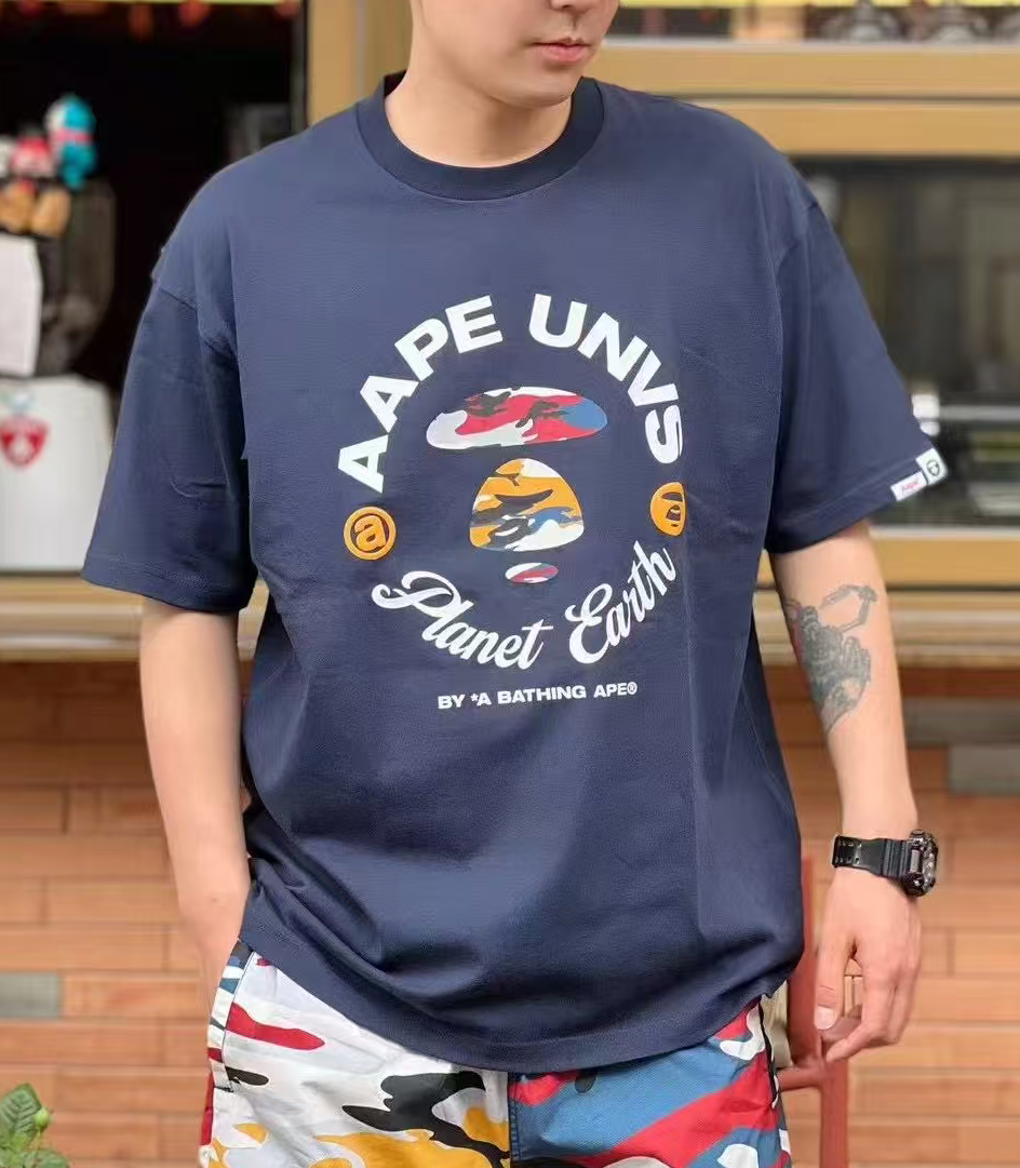 香港直郵 Aape 男裝 26春夏字母圓環猿人迷彩印花潮流短袖T卹1855