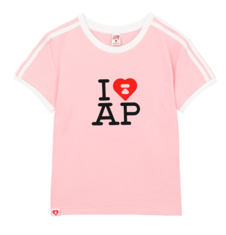 APEE 26春夏女款拼色愛心字母印花T卹 386