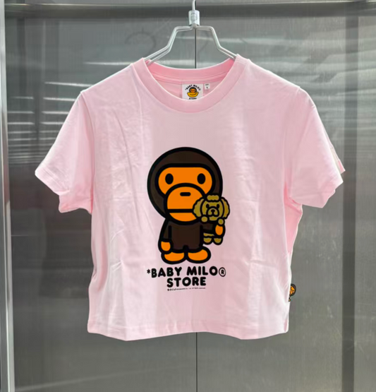 香港直郵 專櫃正品 BABY MILO STORE 抱犬小猴印花短版短袖T0465
