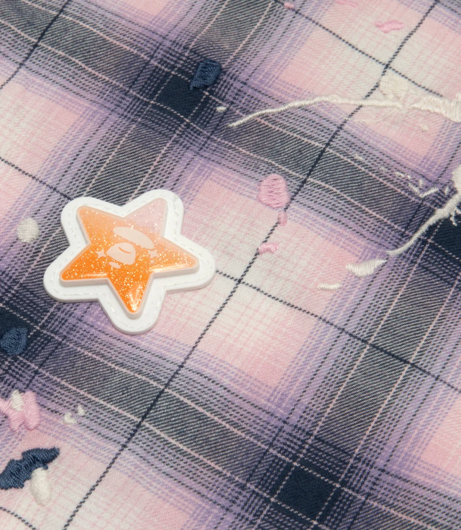香港直郵 Aape 26秋冬 女 星星章連帽格紋襯衫8594