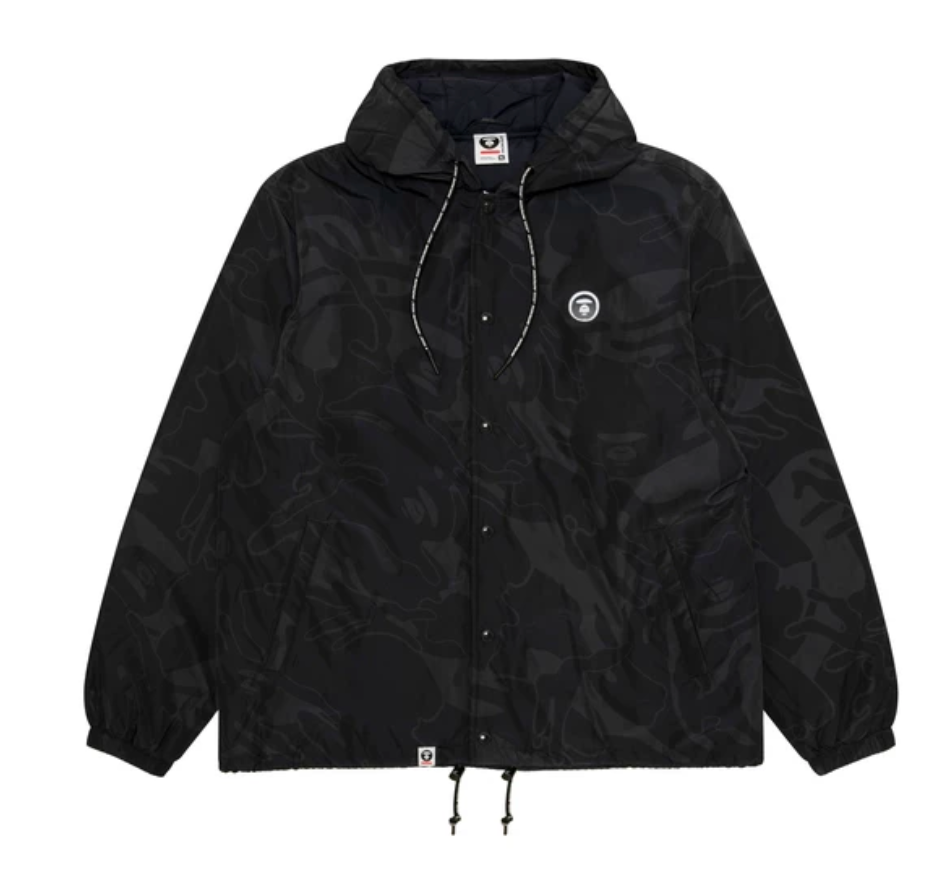 香港直郵 Aape 26秋冬 男 牙刷繡徽章連帽迷彩夾棉教練夾克外套7790