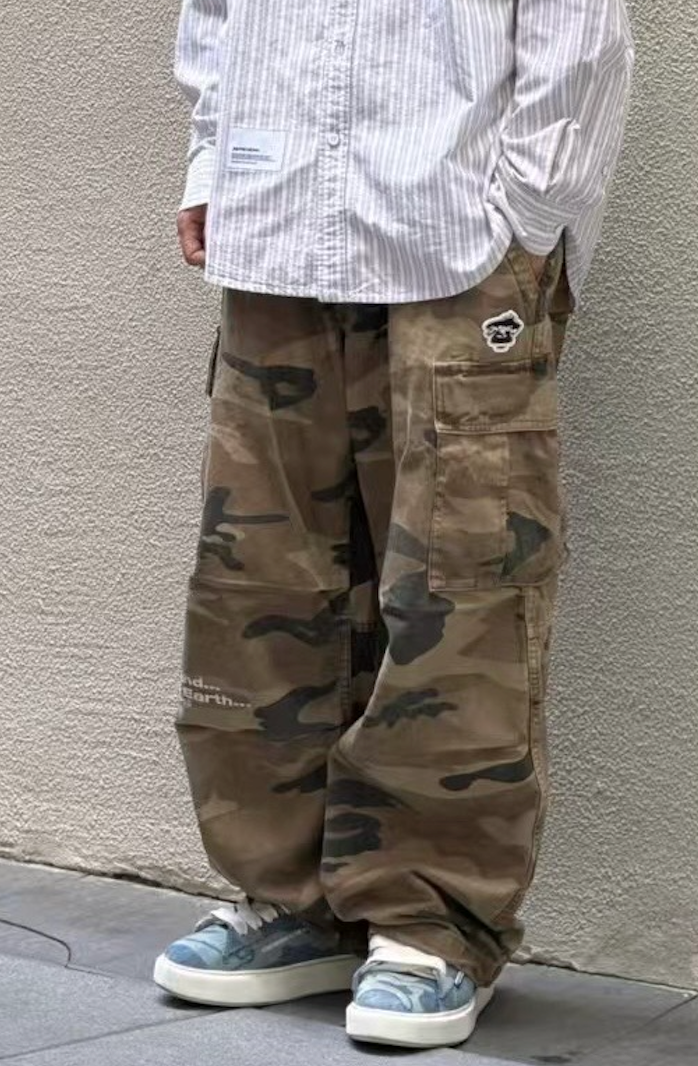 香港直郵 Aape 26秋冬  猿人章水洗迷彩美式街头阔腿工装裤C641