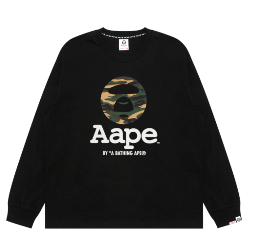 香港直郵 Aape 男装 26秋冬迷彩猿人经典潮流舒适长袖T恤10026