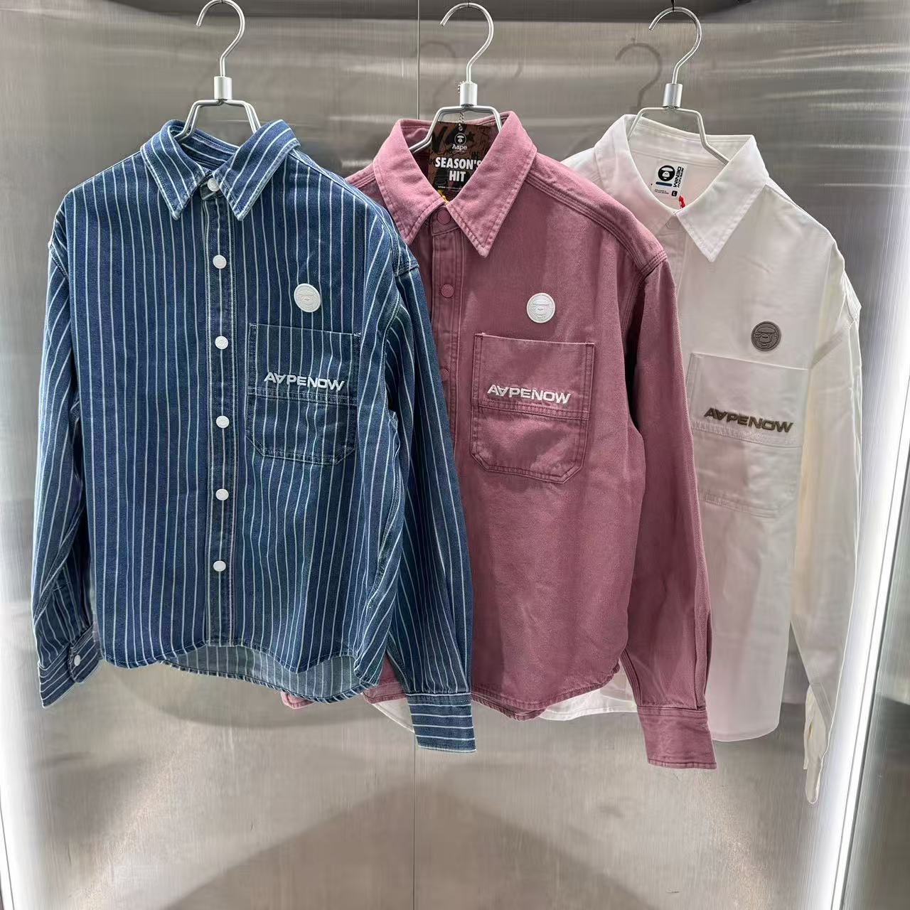 香港代購 專櫃正品 26春夏 Aape 男 AAPENOW 猿人小標徽章簡約舒適工裝長袖襯衫 8558