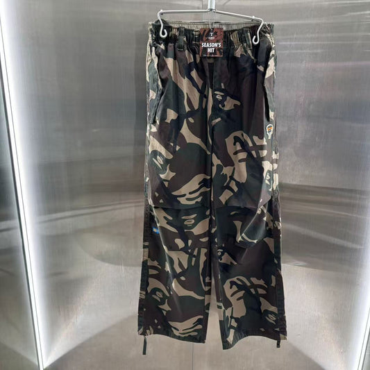 香港代購 專櫃正品 26春夏 Aape 男 AAPEUNVS 猿人徽章水洗做舊潮流休閒寬鬆工裝褲 D610