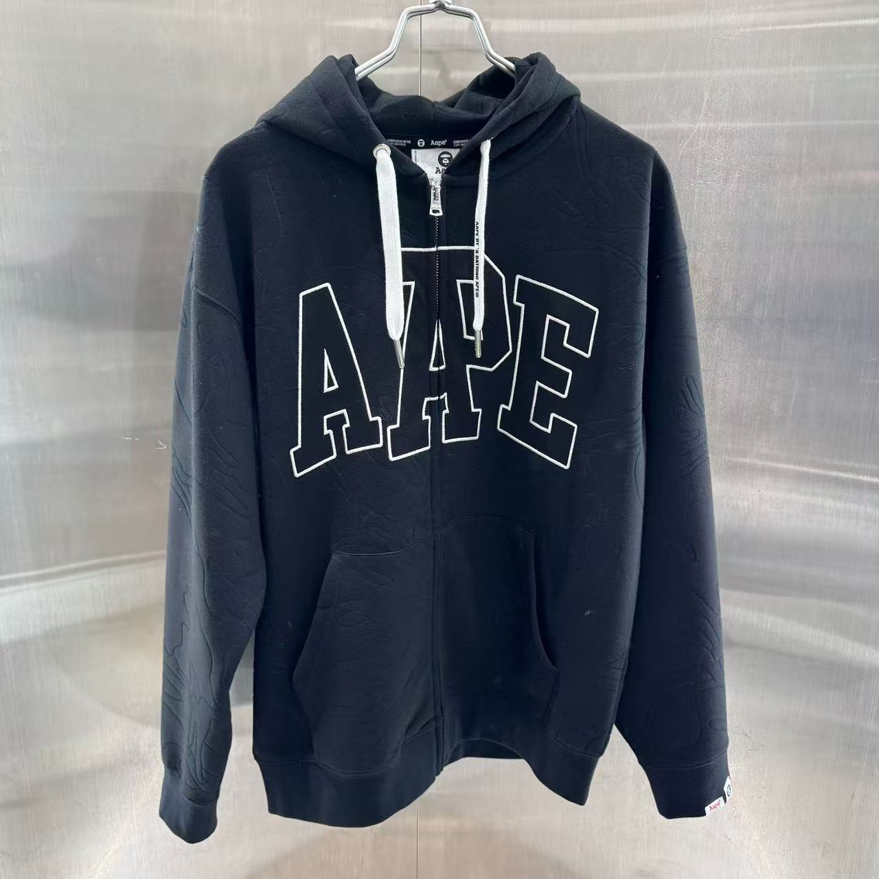 香港直郵 專櫃正品 Aape 26春夏 男 猿人字母刺繡迷彩連帽拉鏈衛衣外套D349