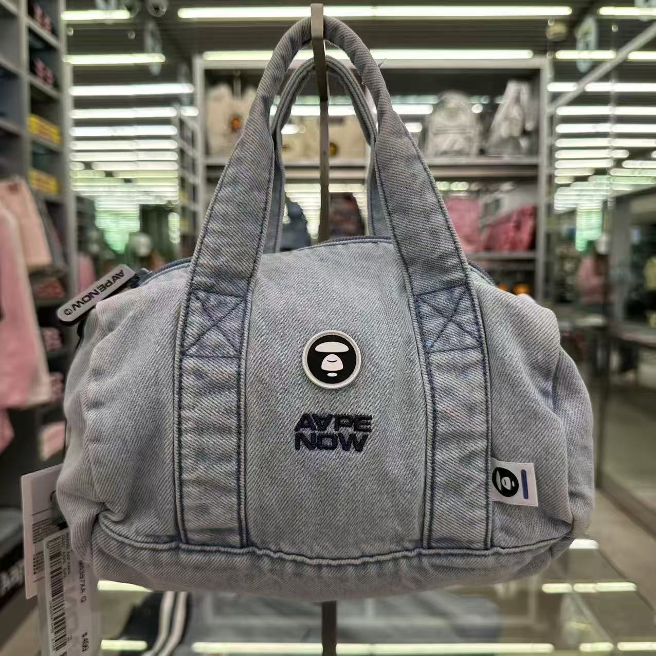 香港直郵 Aape 26春夏  AAPENOW 水洗做舊牛仔背提包