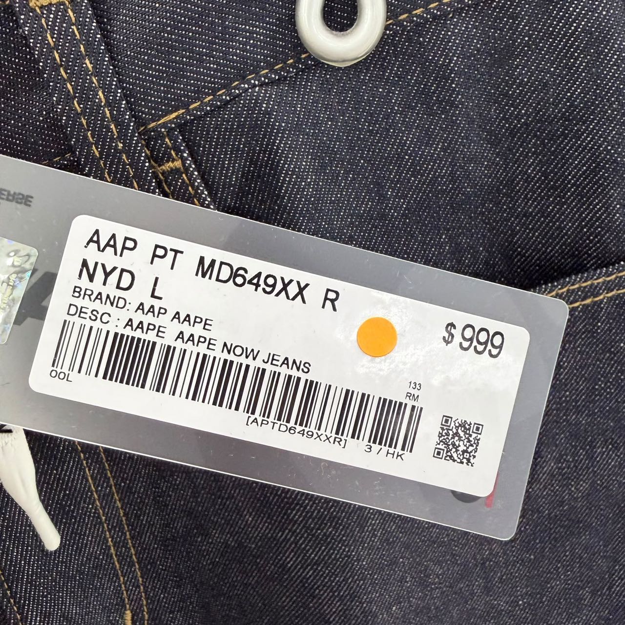 香港直郵 Aape 26秋冬 男 刺繡章可拆卸帽水洗做舊工裝牛仔夾克 7796