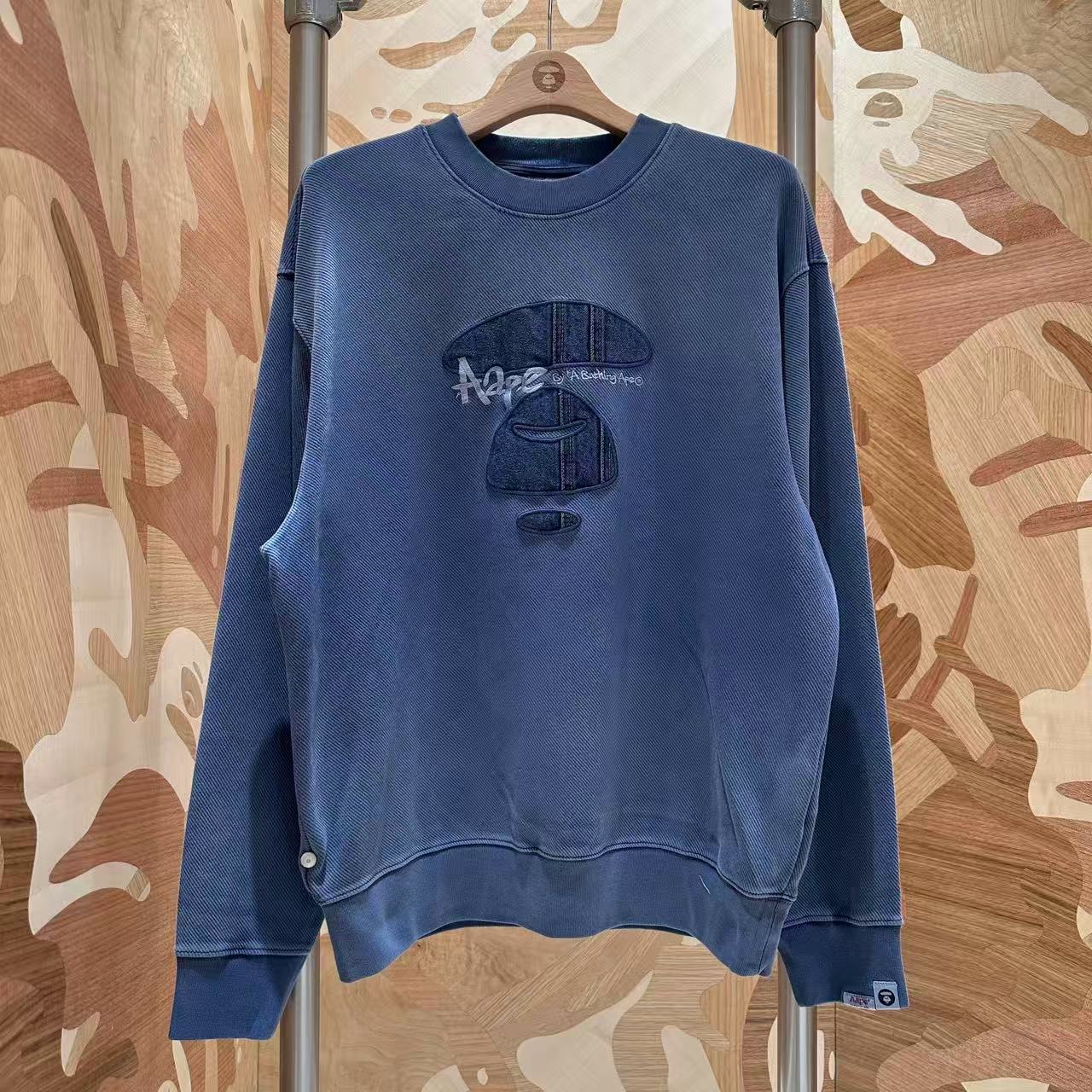 香港直郵 Aape 26秋冬男裝噴漆塗鴉字母牛仔猿洗舊復古衛衣 E324
