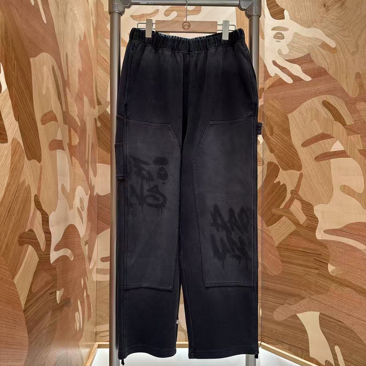 香港直郵 Aape 26秋冬 男裝噴漆塗鴉字母牛仔猿人水洗做舊衛褲D665
