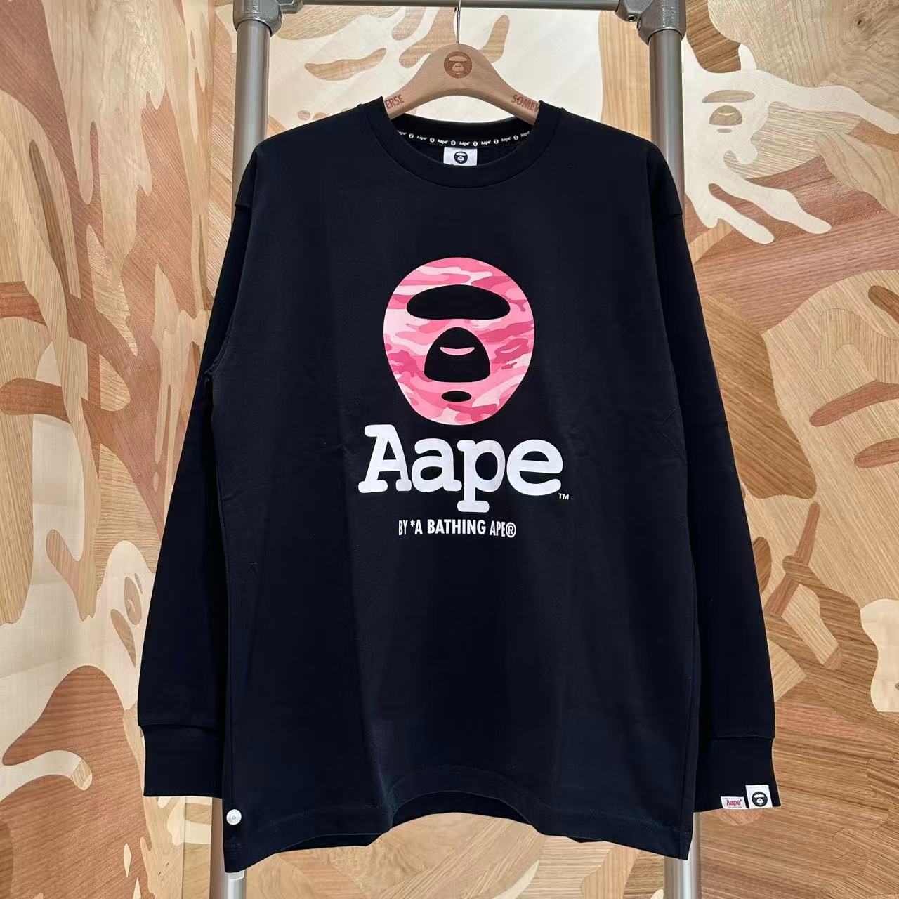 香港直郵 Aape 男装 26秋冬迷彩猿人经典潮流舒适长袖T恤10026