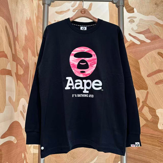 香港直郵 Aape 男装 26秋冬迷彩猿人经典潮流舒适长袖T恤10026