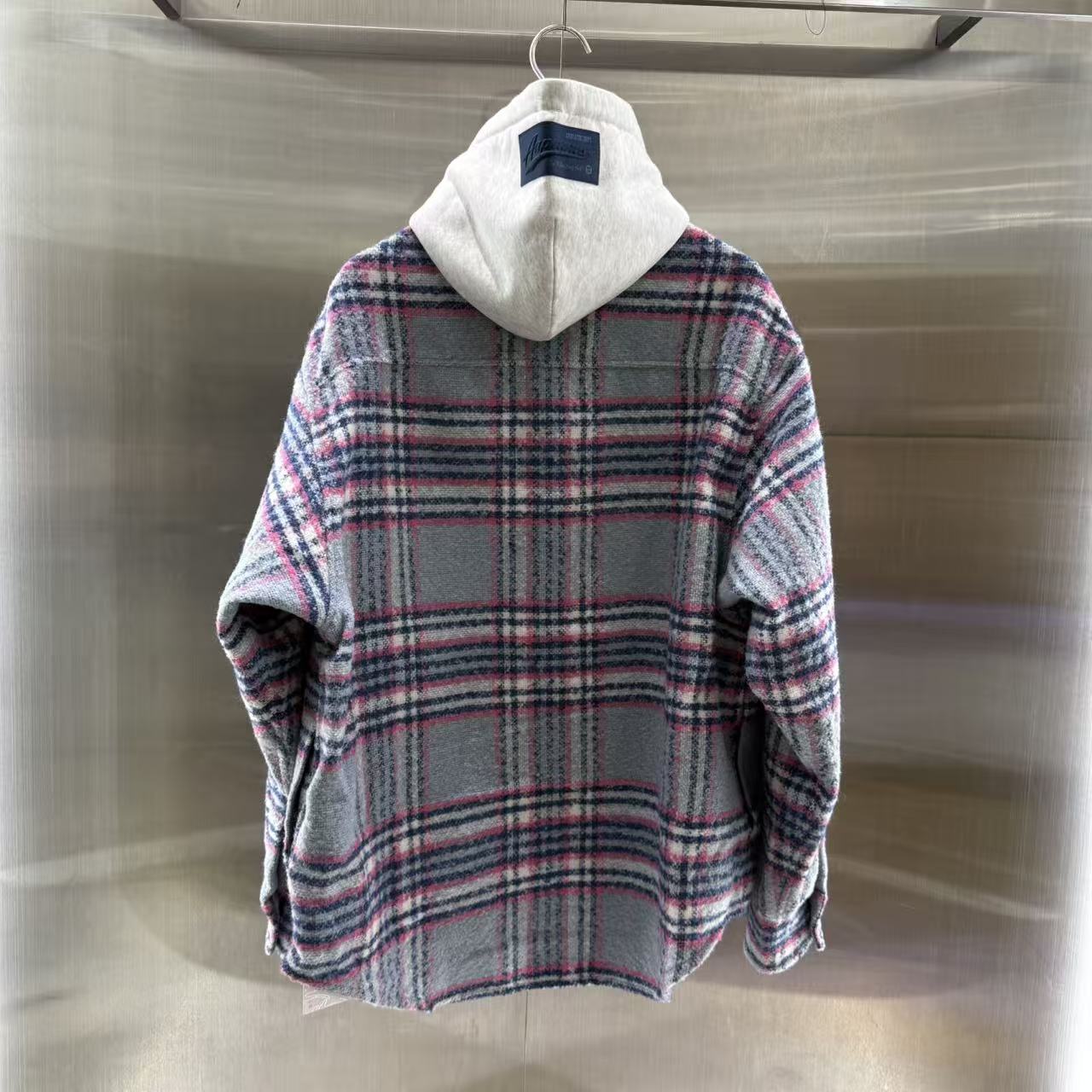 香港直郵 Aape 25秋冬 男裝 可拆卸帽格紋翻領潮流長袖襯衫外套8549