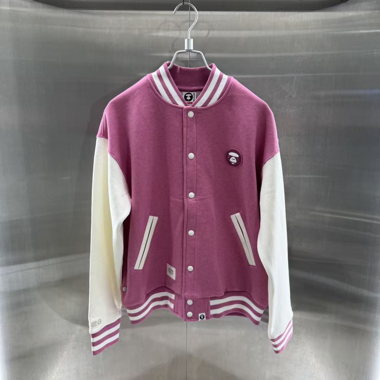 香港直郵 Aape 25秋冬 男 猿人徽章潮流休閑薄絨衛衣棒球服外套C360