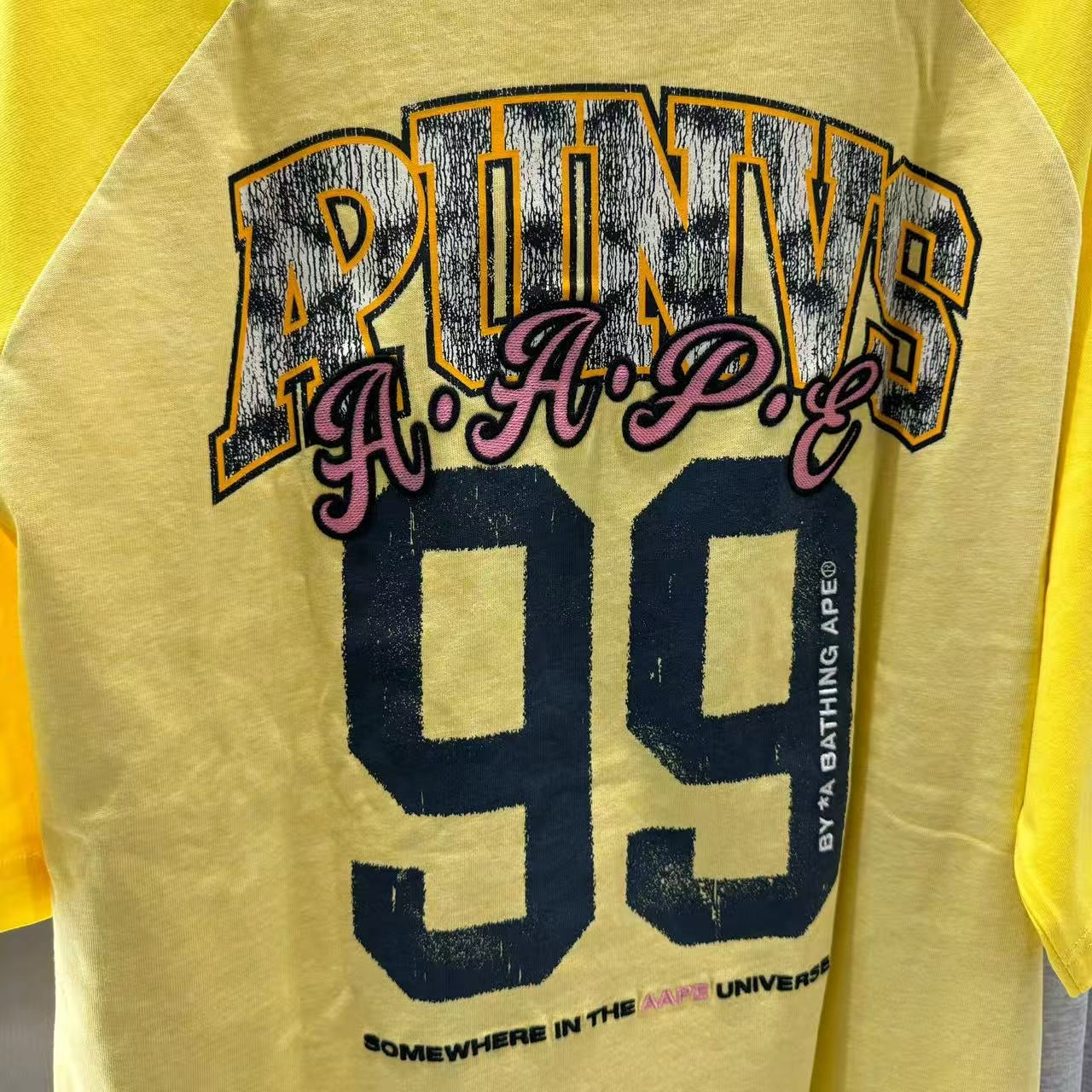 香港直郵 專櫃正品 Aape 26春夏男 字母猿人印花美式復古做舊牛角袖T恤1848