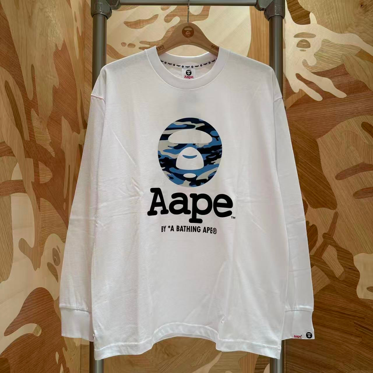 香港直郵 Aape 男装 26秋冬迷彩猿人经典潮流舒适长袖T恤10026
