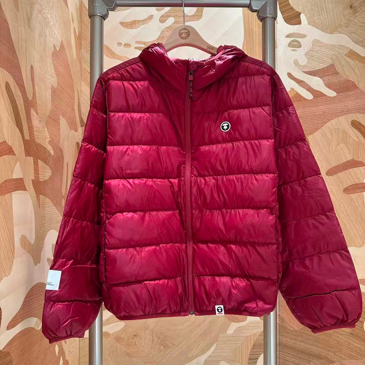 香港直郵 Aape 26秋冬 男裝小標徽章質感簡約潮流純色連帽羽絨服7785