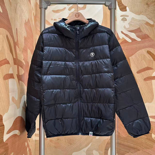 香港直郵 Aape 26秋冬 男裝小標徽章質感簡約潮流純色連帽羽絨服7785