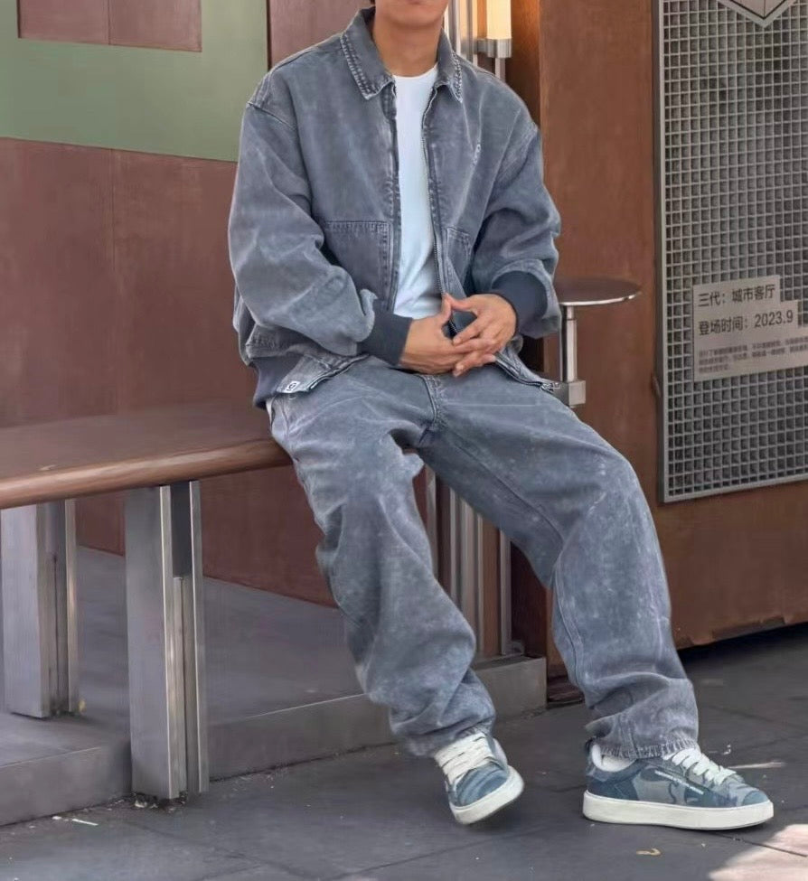 香港直郵 Aape 男裝 26秋冬復古水洗做舊翻領工裝牛仔夾克外套7795 AAPLJM7795XAR
