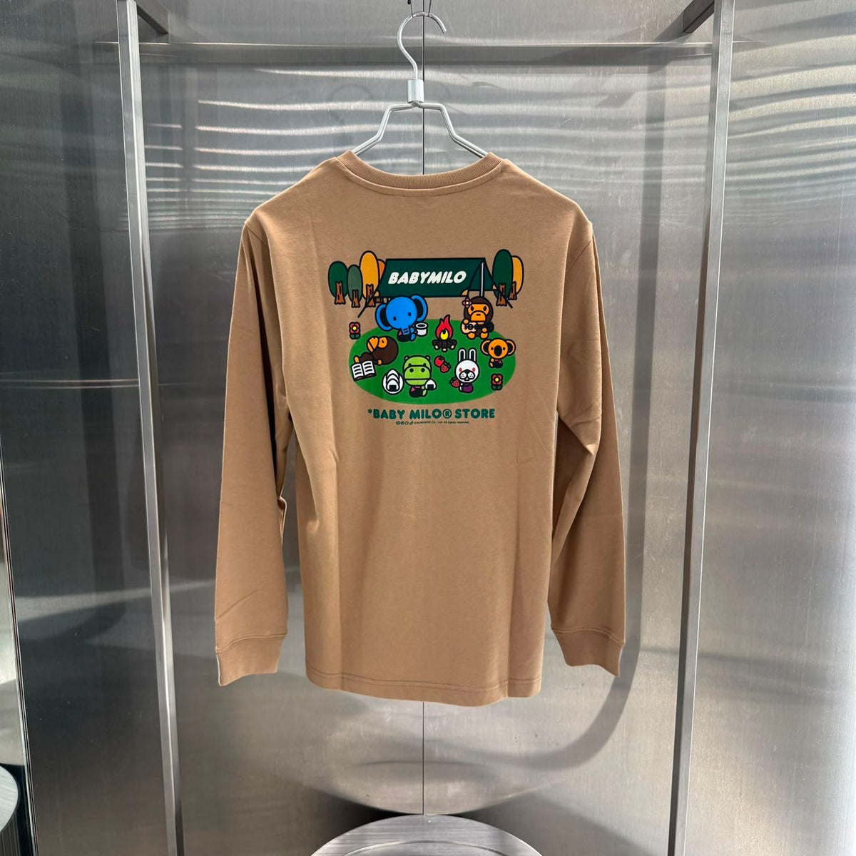BABY MILO STORE 2026 秋冬milo 卡通小猴動物露營長袖T恤 0467