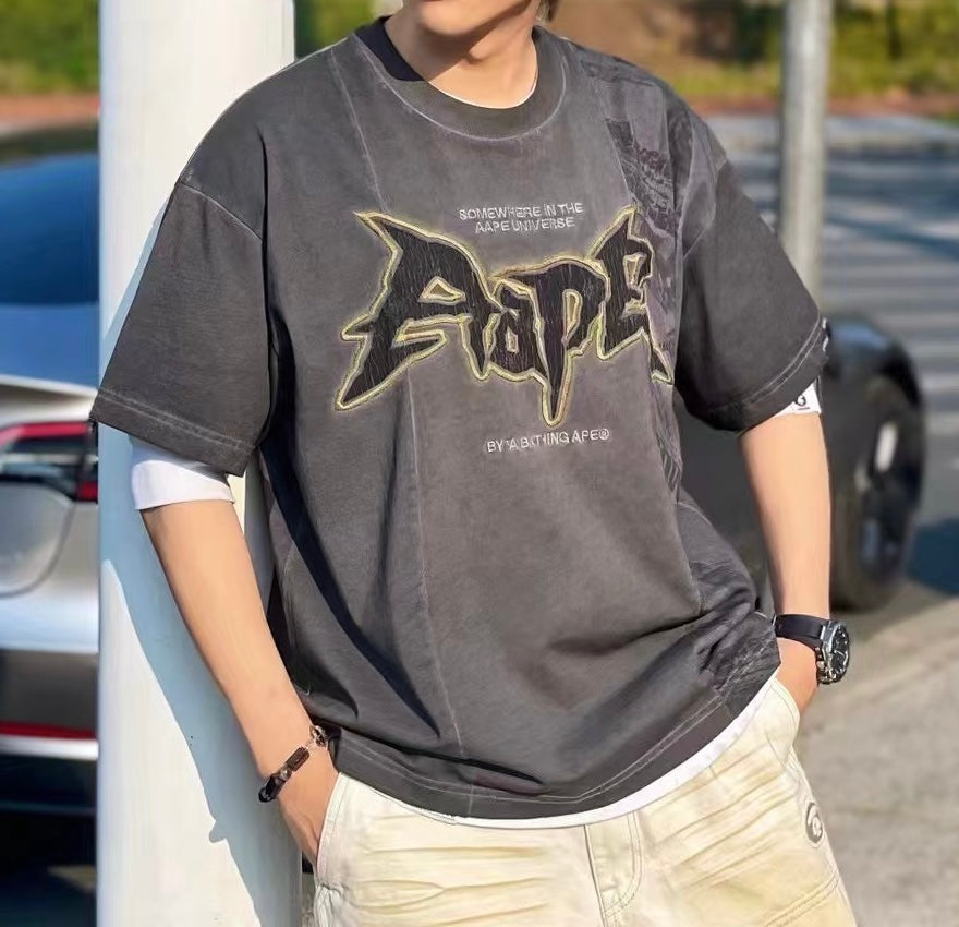 香港直郵 Aape 男裝 26春夏 水洗做舊短袖T卹1867