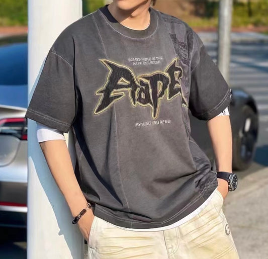 香港直郵 Aape 男裝 26春夏 水洗做舊短袖T卹1867