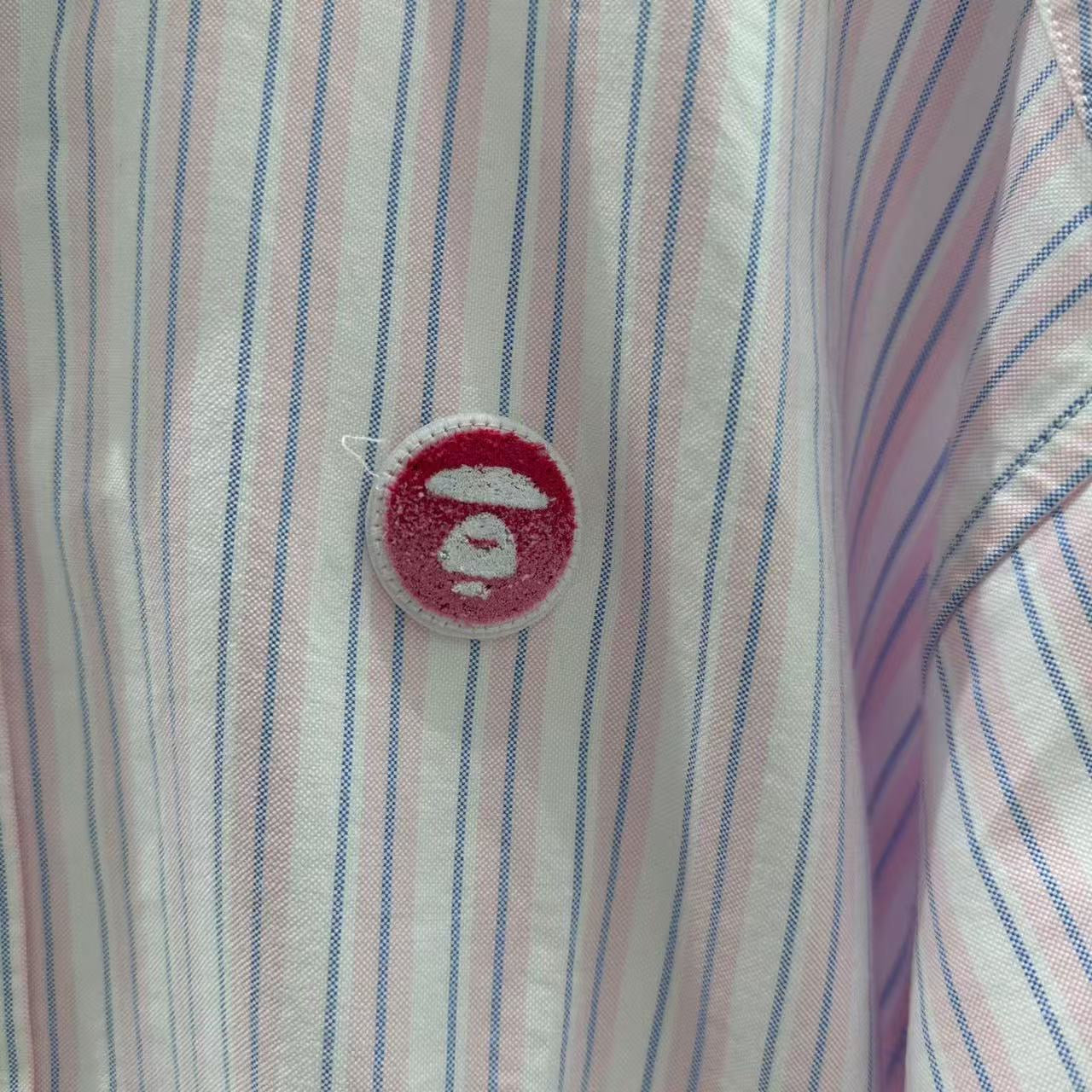 香港直郵 專櫃正品 Aape 26春夏男 猿人小標徽章簡約休閑條紋長袖襯衫8556