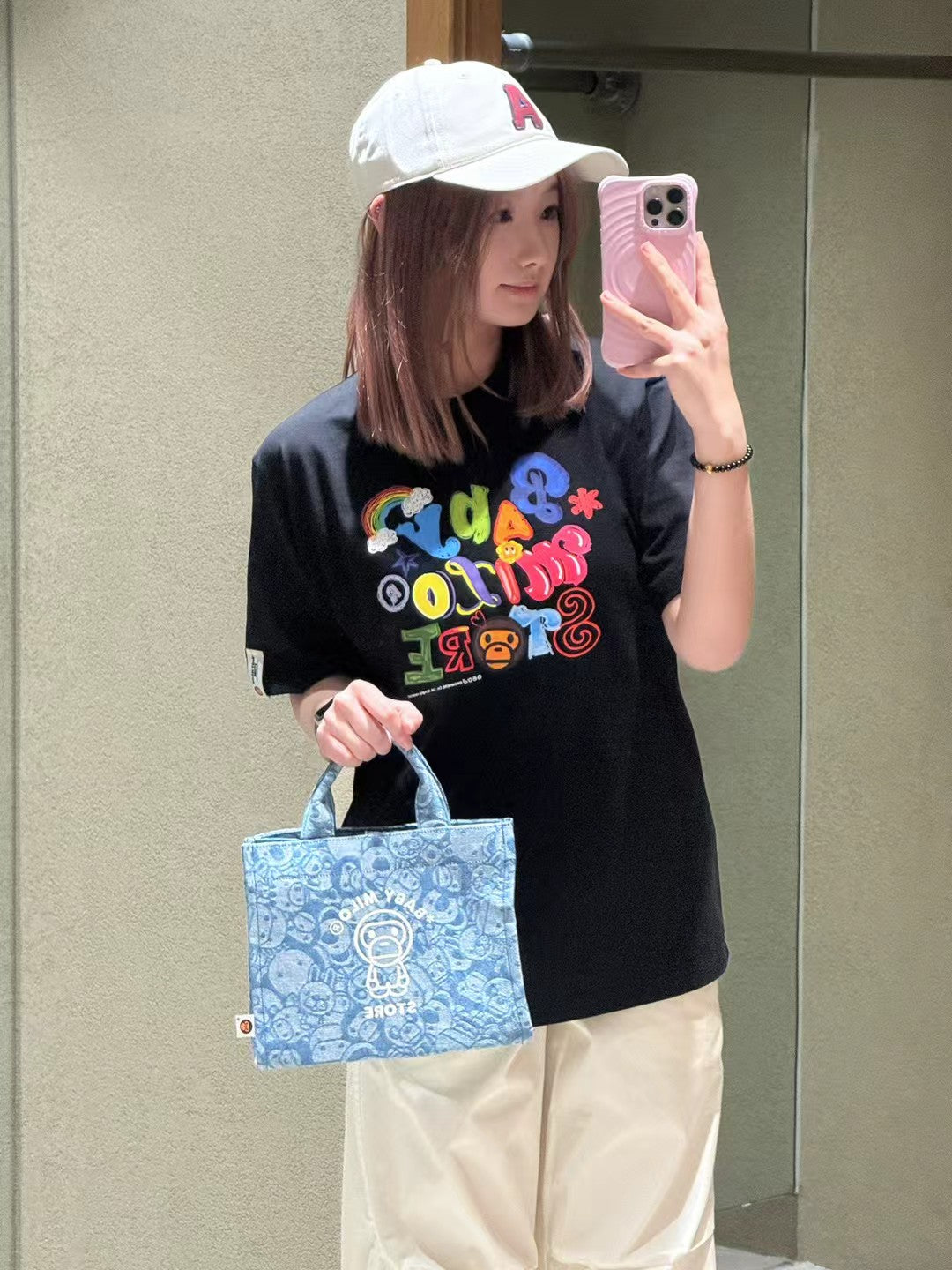 香港直郵 BABY MILO STORE 女裝  卡通圖案迷彩斜背包手提包4461