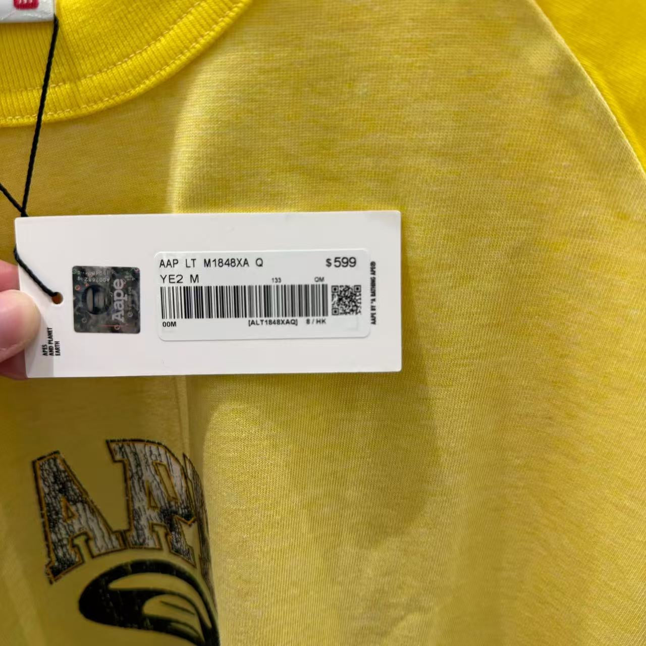 香港直郵 專櫃正品 Aape 26春夏男 字母猿人印花美式復古做舊牛角袖T恤1848