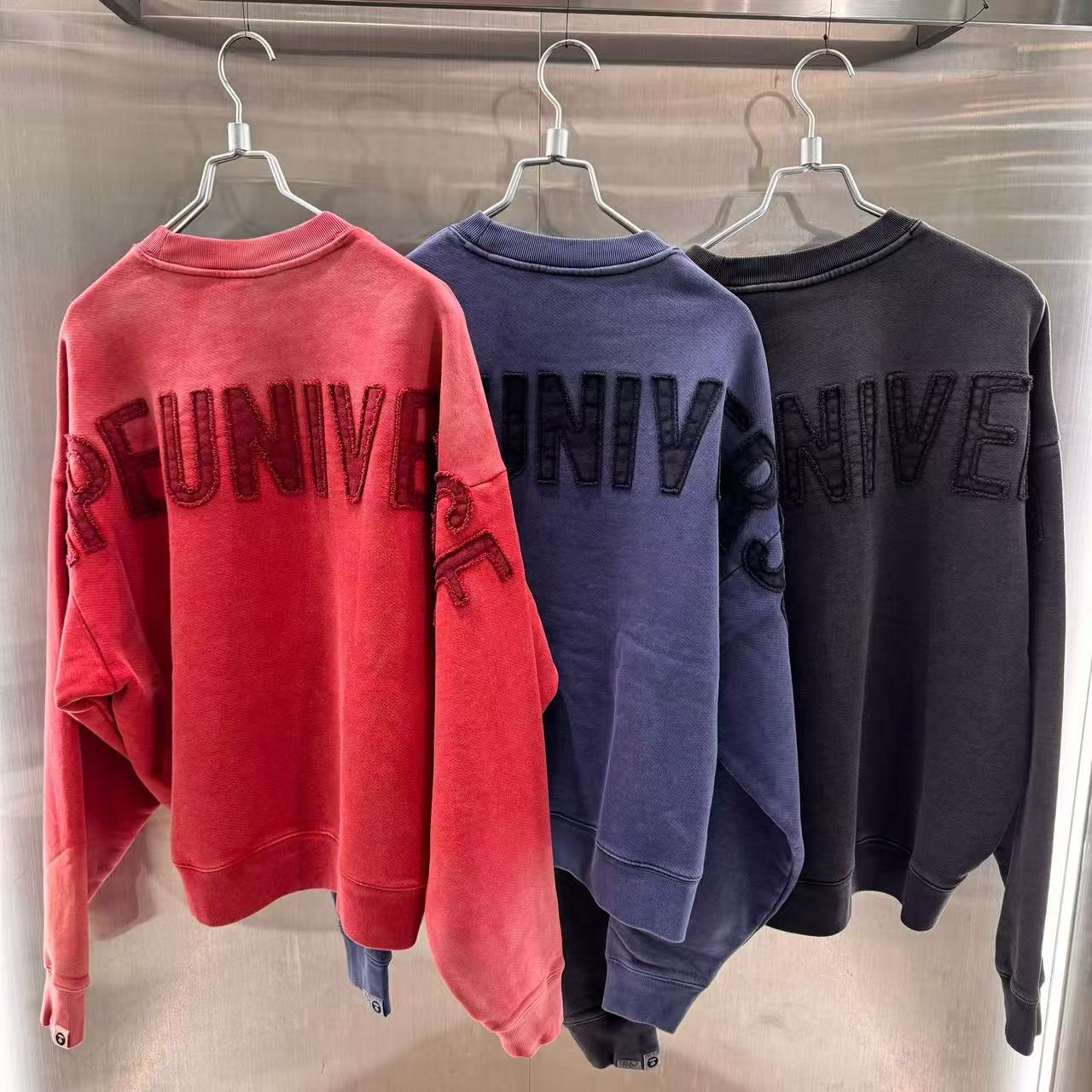 香港直郵 專櫃正品 Aape 26春夏男 字母刺繡復古做舊猿人圓領衛衣D360